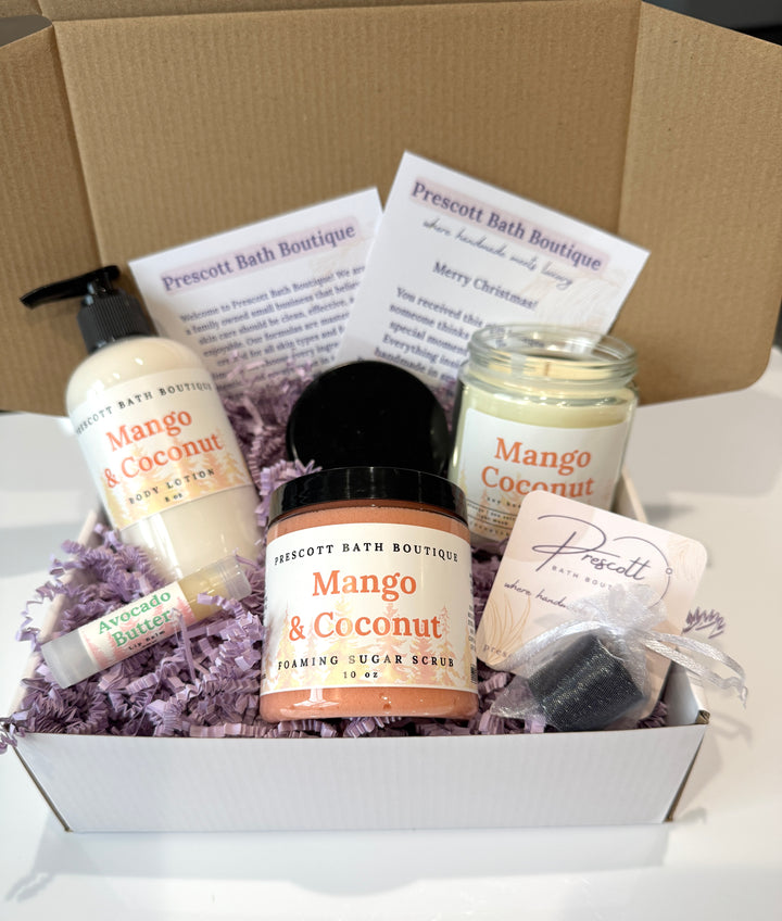 Christmas Spa Gift Box | Lotion, Scrub, Candle, Lip Balm | Winter Skincare Set