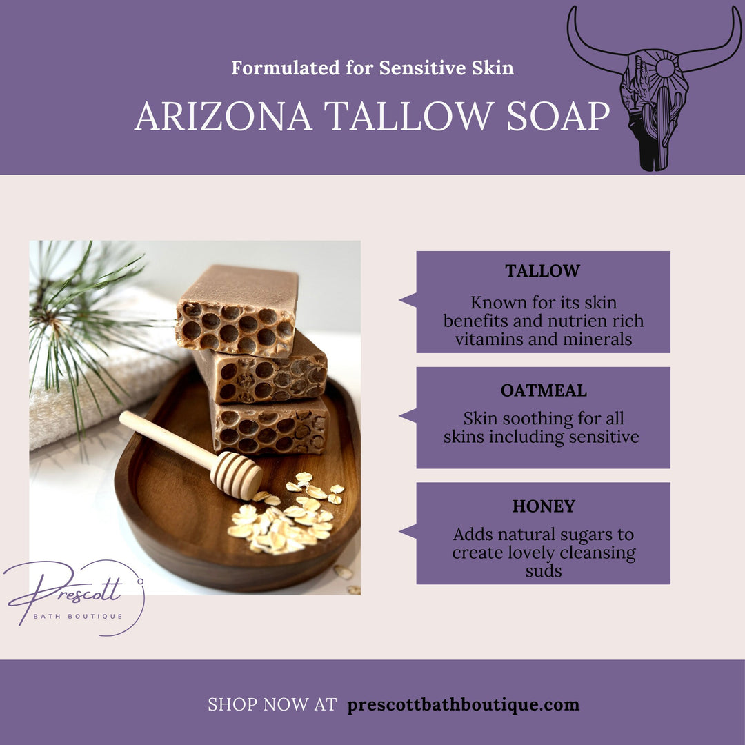 Tallow Lavender Bergamot Soap Bar, Lavender Infused Handmade Soap Gift, All Natural Oatmeal Soap, Gentle Cold Process Soap