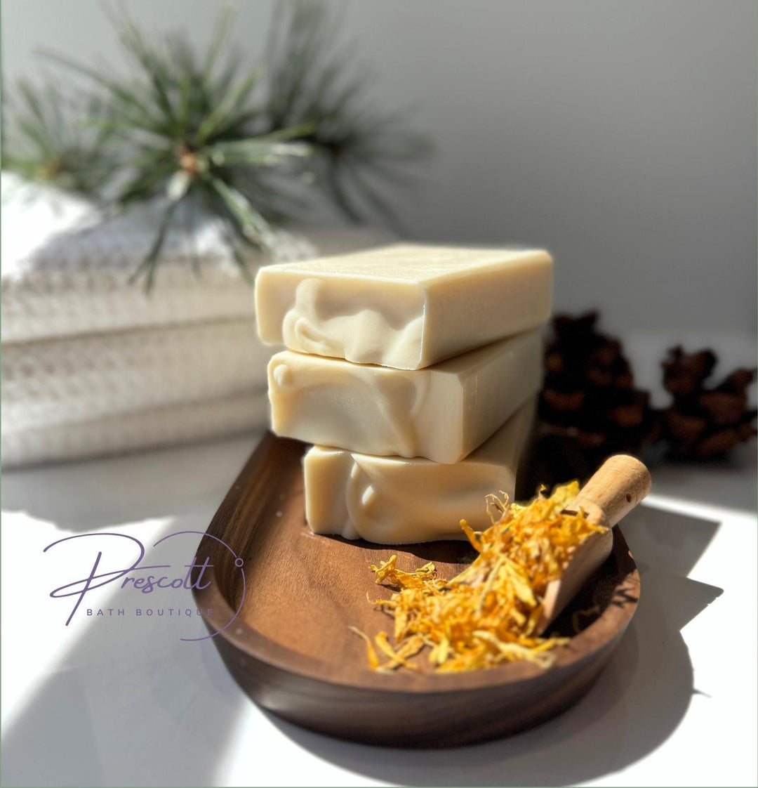 Tallow Fragrance Free Soap Bar, Calendula Infused Handmade Unscented Soap, Gift All Natural Oatmeal Soap, Gentle Cold Process Soap