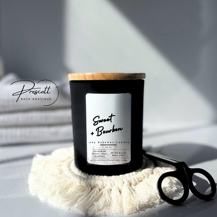 Sweet Bourbon Soy Beeswax Candle, Double Wick Scented Candle, Minimalist Candle Decor, Gift for Wife, Housewarming Gift, Teacher Gift