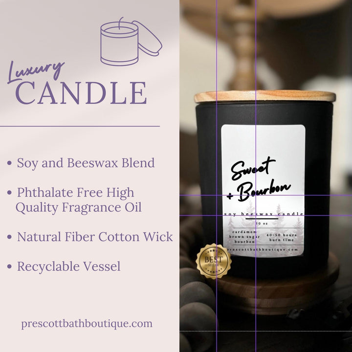 Sweet Bourbon Soy Beeswax Candle, Double Wick Scented Candle, Minimalist Candle Decor, Gift for Wife, Housewarming Gift, Teacher Gift