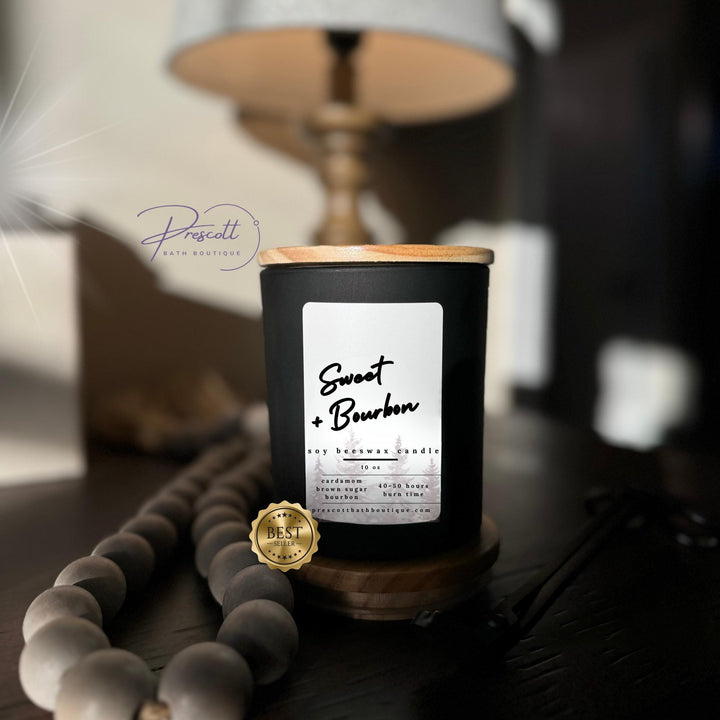 Sweet Bourbon Soy Beeswax Candle, Double Wick Scented Candle, Minimalist Candle Decor, Gift for Wife, Housewarming Gift, Teacher Gift