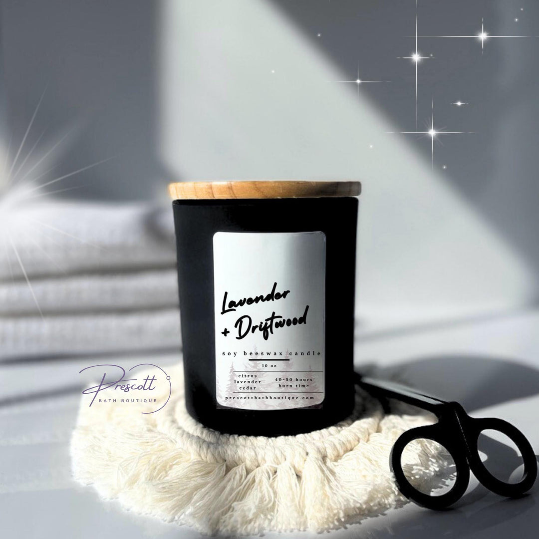Lavender Driftwood Soy Beeswax Candle, Double Wick Scented Candle, Minimalist Candle Decor, Gift for Wife, Housewarming Gift, Teacher Gift