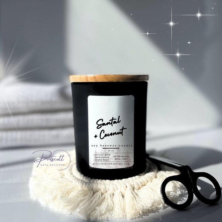 Santal and Coconut Soy Beeswax Candle, Double Wick Scented Candle, Minimalist Candle Decor, Gift for Wife, Housewarming Gift, Teacher Gift