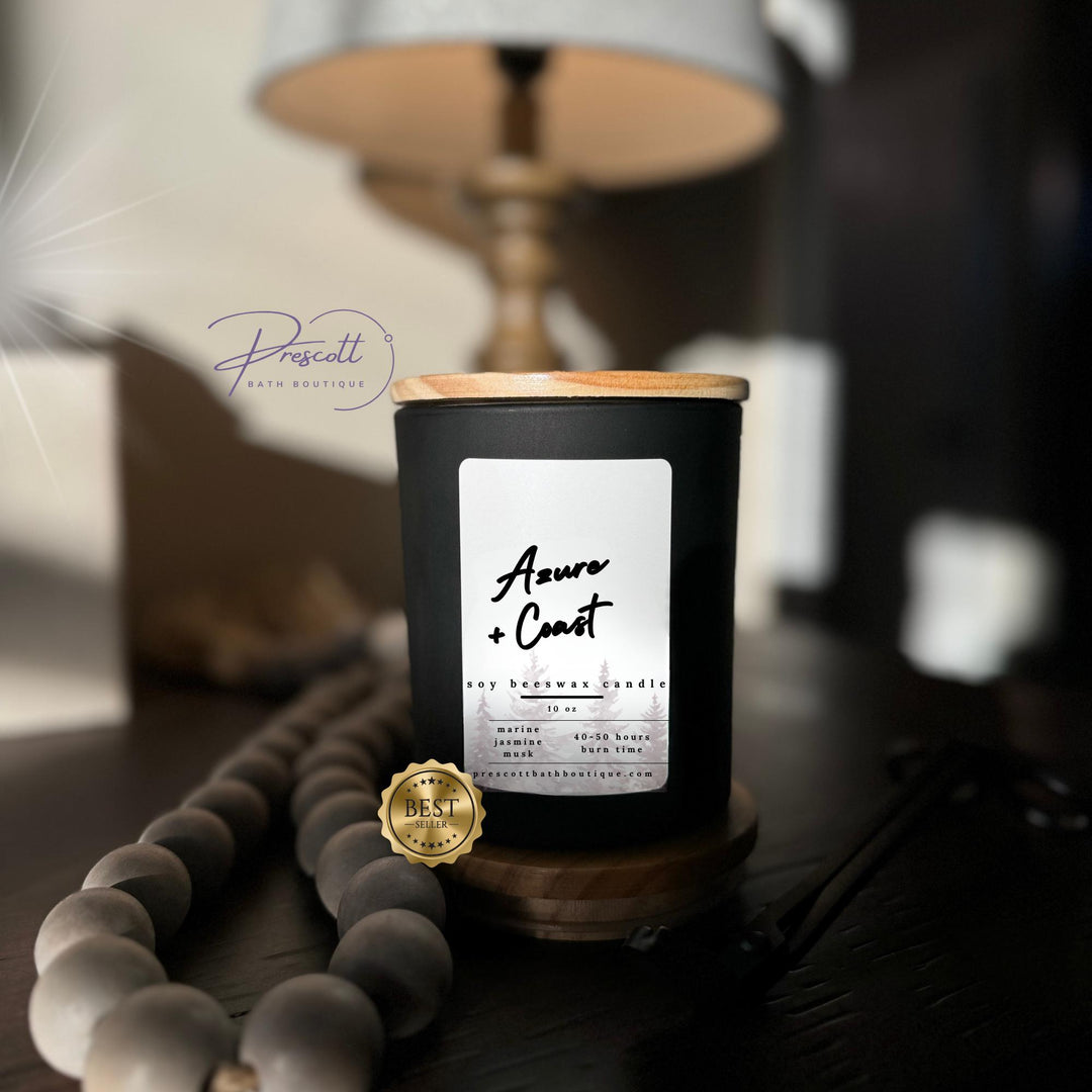 Azure Coast Soy Beeswax Candle, Double Wick Scented Candle, Minimalist Candle Decor, Gift for Wife, Housewarming Gift, Teacher Gift